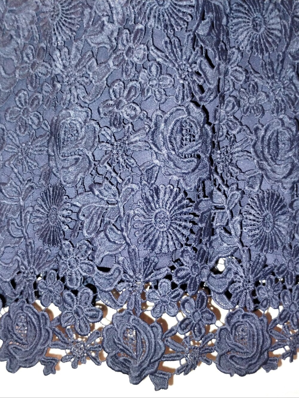 Lulus Dress Navy Blue Lace Crochet Overlay S/L sz 12 - Picture 13 of 17